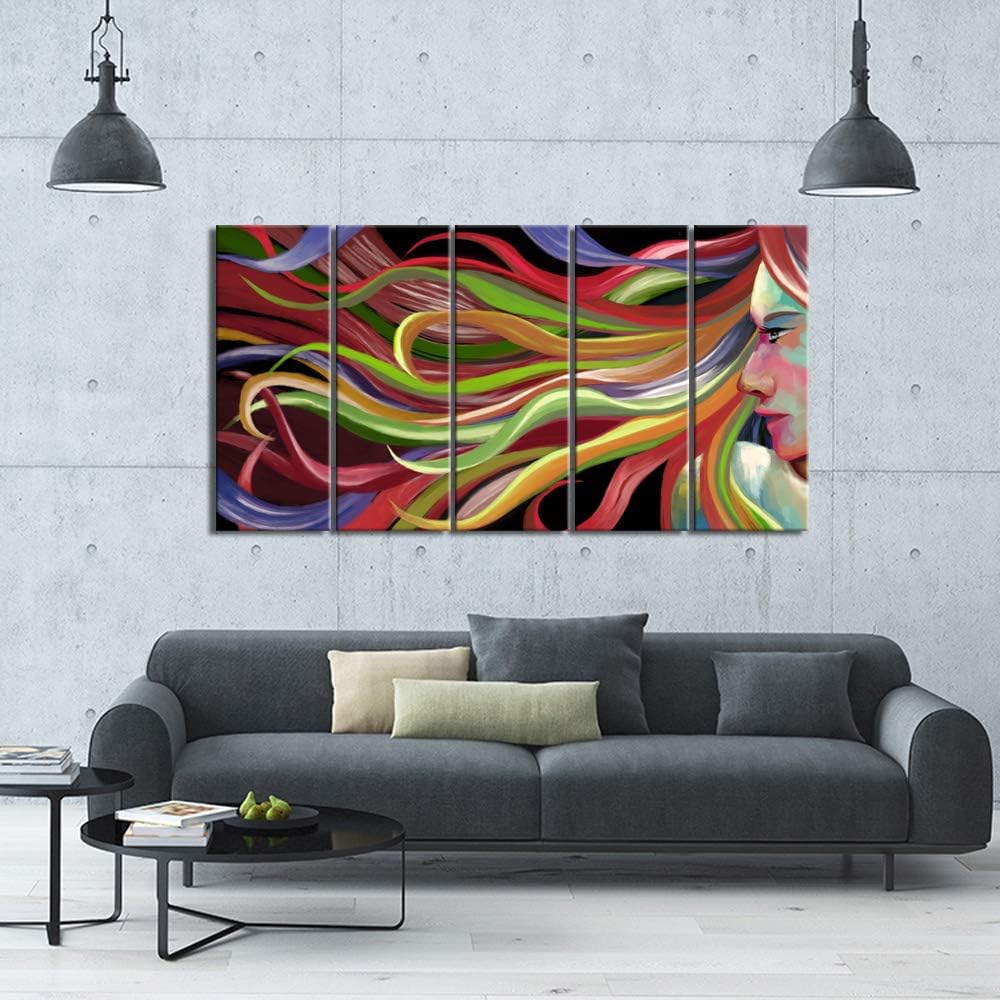 Abstract Pop Art Woman Canvas Wall Art 5 Pieces 12x32inch U464