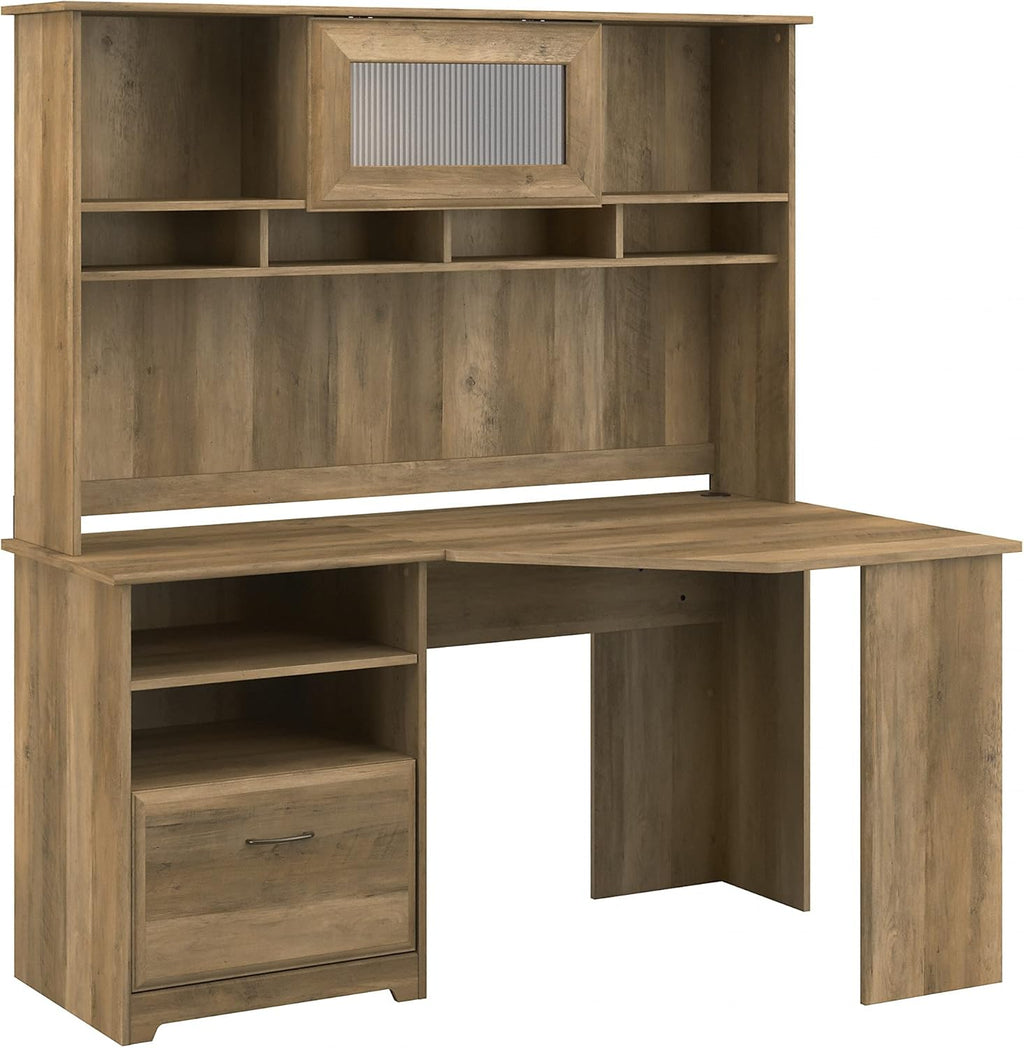 White Corner Desk with Hutch U9014