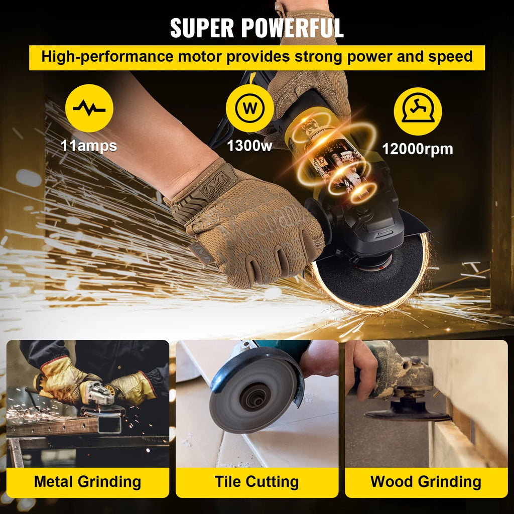 Angle Grinder 4-1/2" 11A with Paddle Switch and 360° Rotational Guard, 12000rpm F7778