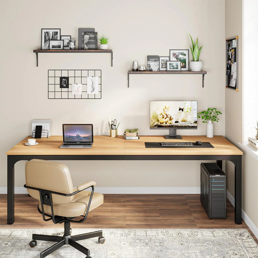 78.7 inches Extra Long Double Office Writing Desk with Adjustable Foot Pads Q6018