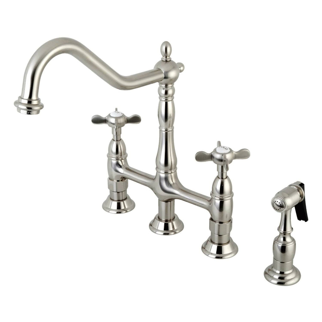 Brushed Nickel Kitchen Faucet with Brass Sprayer J194525