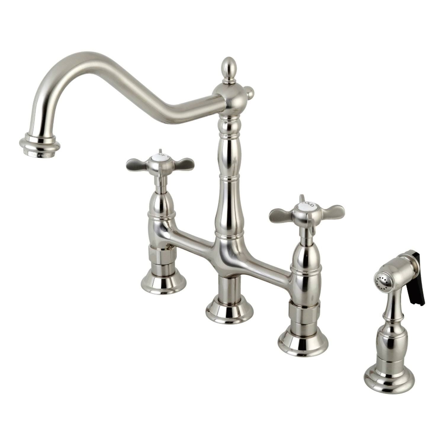 Brushed Nickel Kitchen Faucet with Brass Sprayer J194525