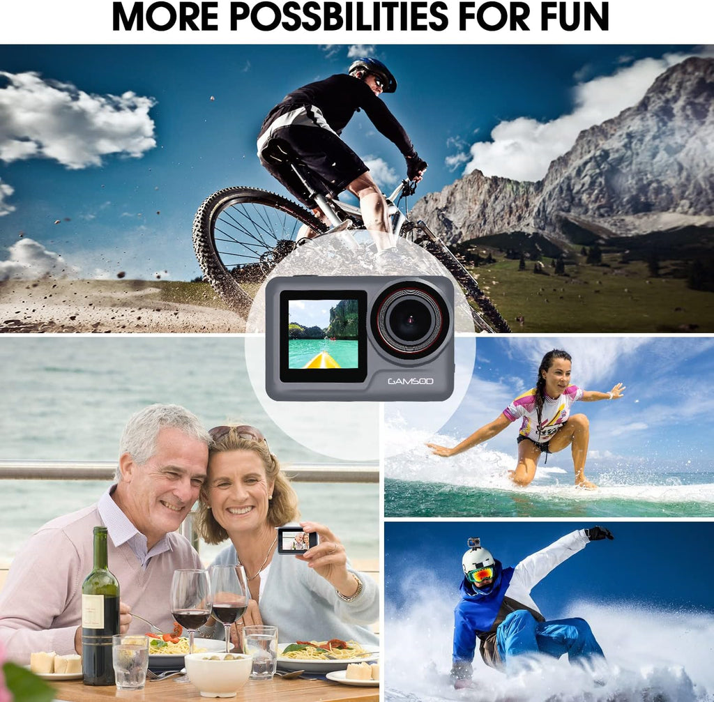 Grey Waterproof Action Camera with Stabilization Q6814