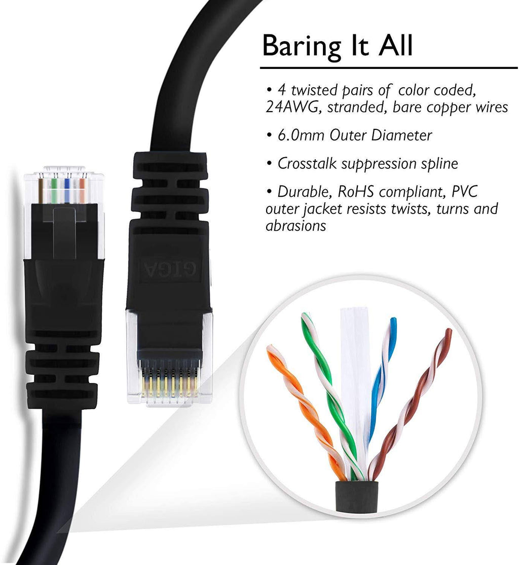 100-Pack Cat 6 Ethernet Cable 2 Feet Black X435690