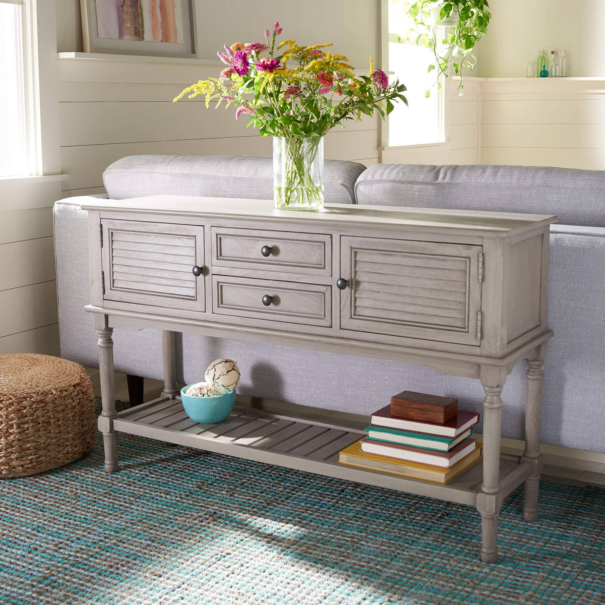 2 Drawer 2 Door Greige Console Table J2672