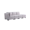 Rustic Ranch Light Gray Linen Fabric Reversible Sofa with Ottoman S5991
