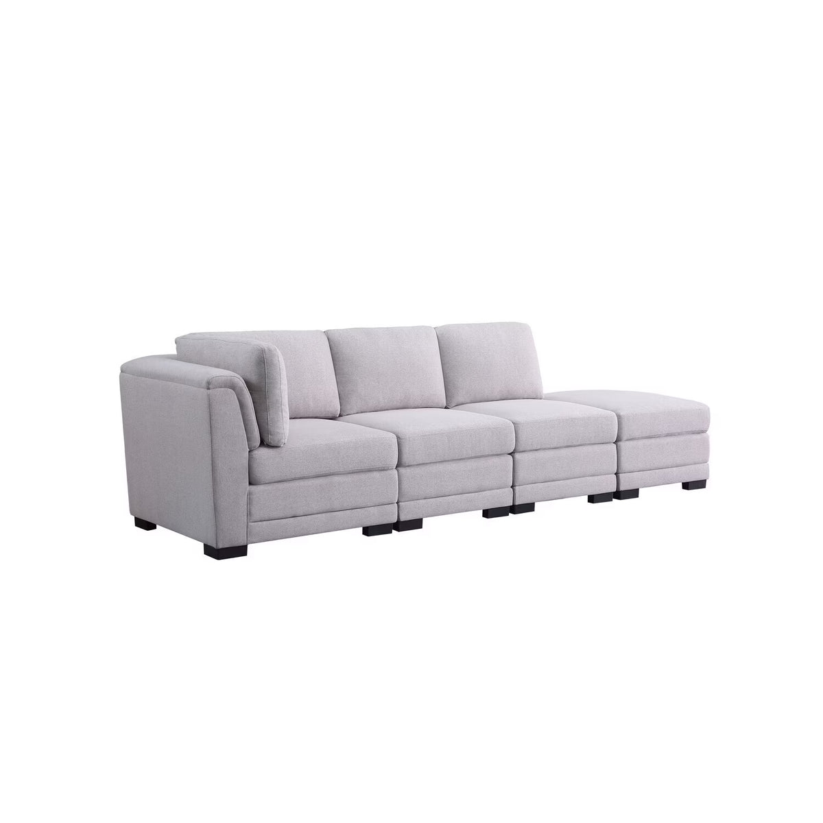 Rustic Ranch Light Gray Linen Fabric Reversible Sofa with Ottoman S5991