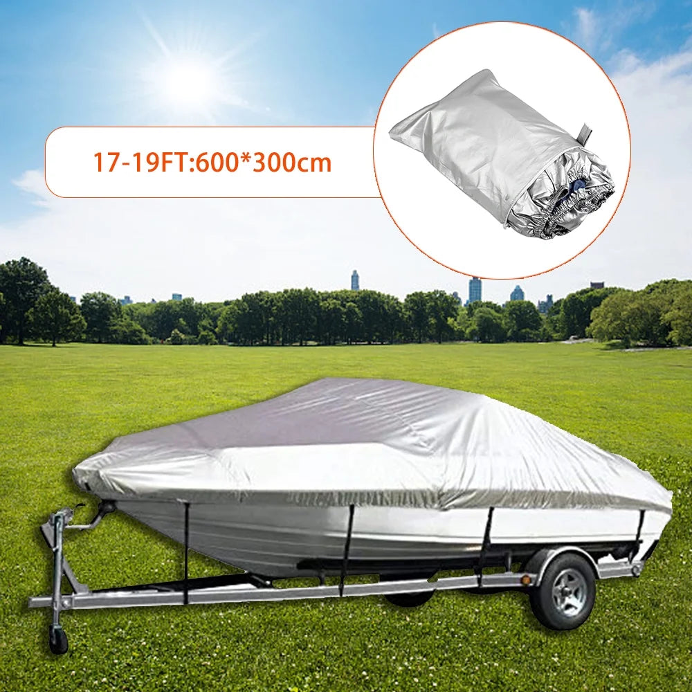Silver 300D Waterproof Heavy Duty Boat Cover W2681