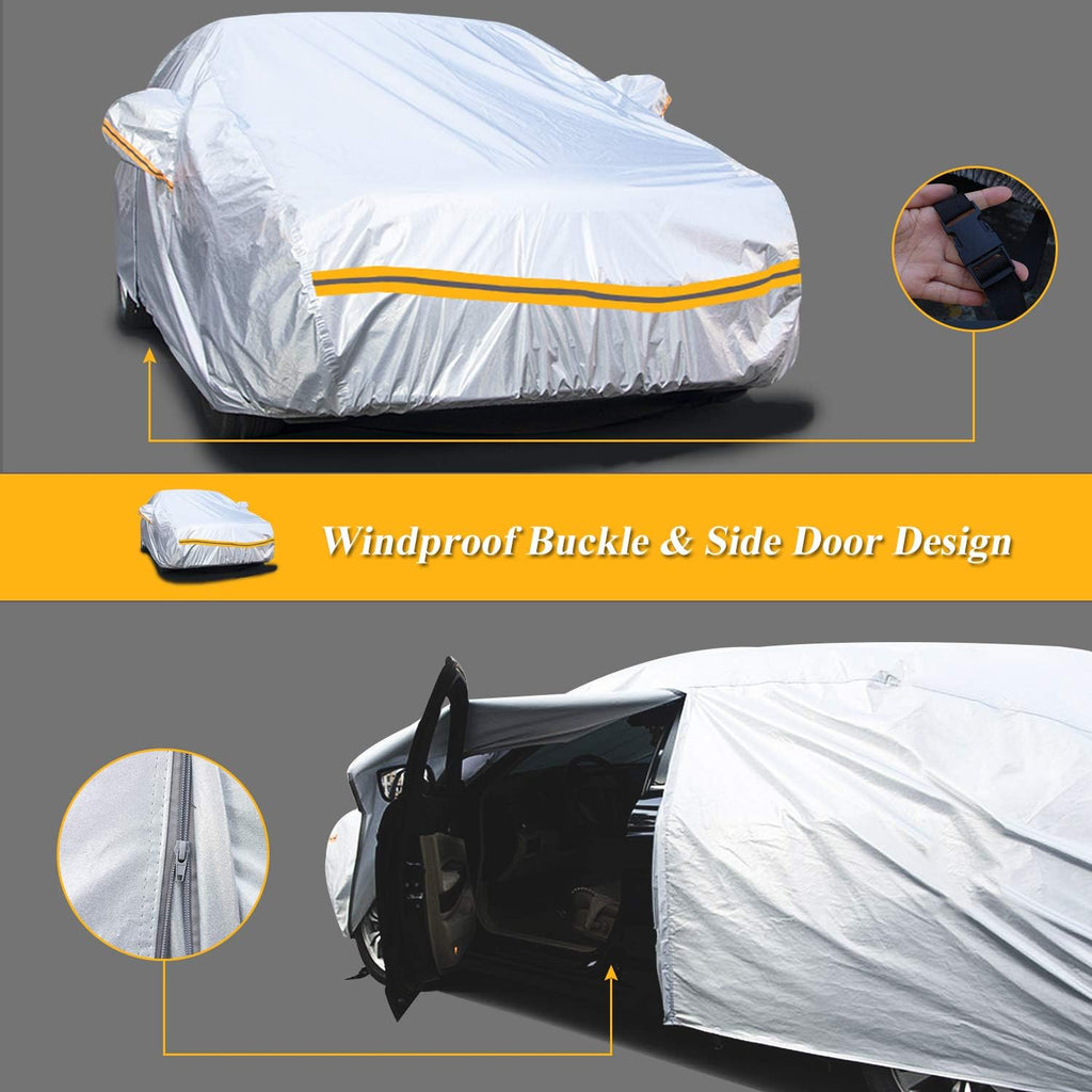 6 Layers Waterproof Hatchback Car Cover with Zipper Cotton E413