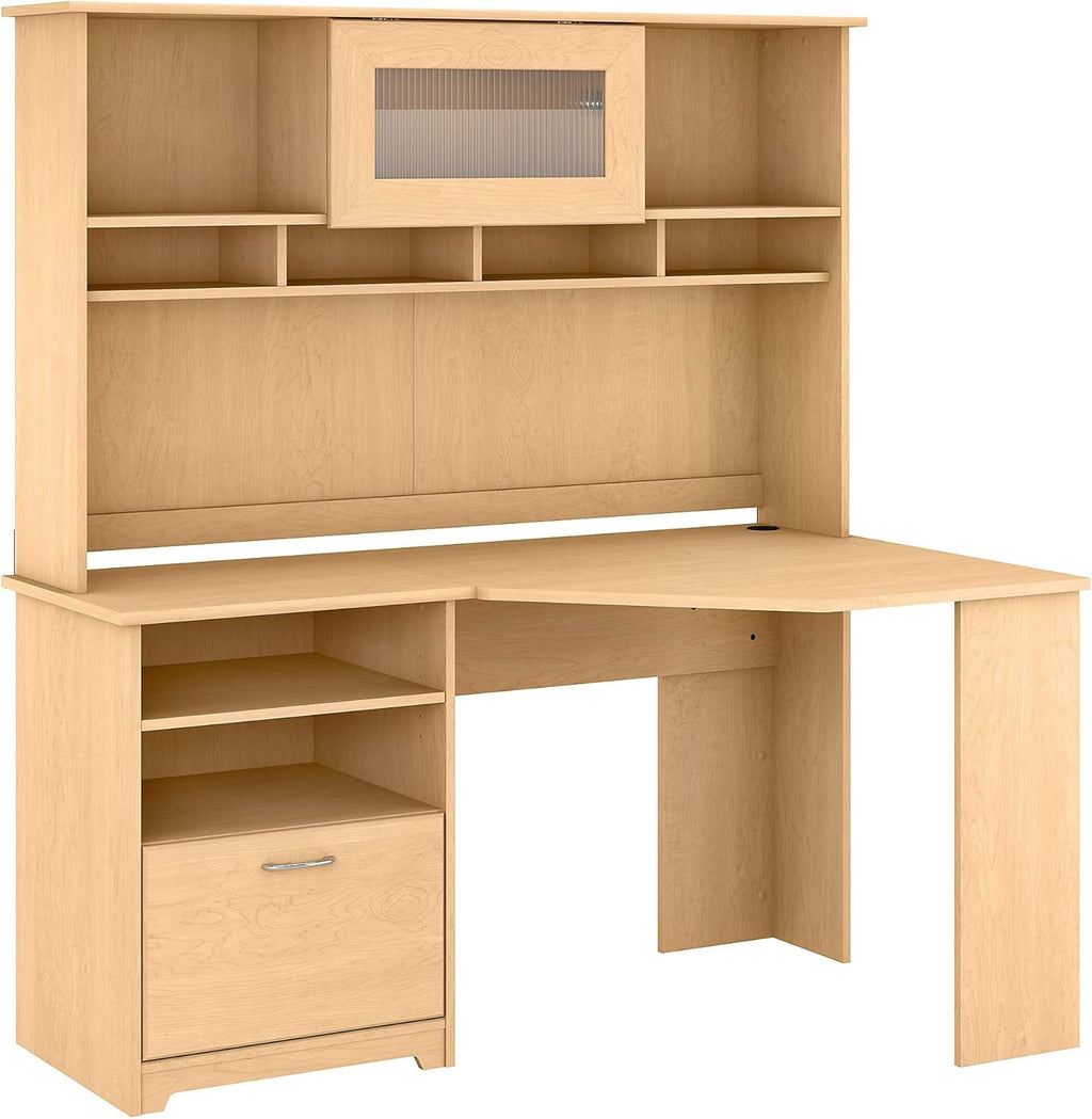 White Corner Desk with Hutch U9014