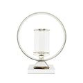 Silver Round Circle Ring Hurricane Candle Holder G34861