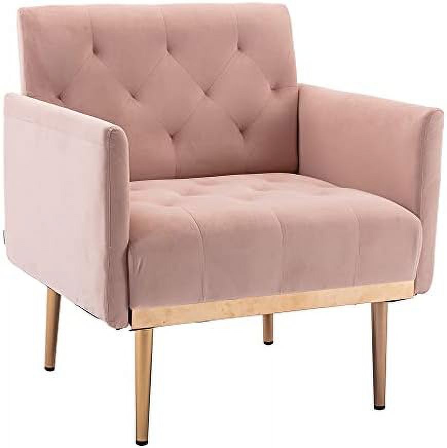 Pink Velvet Single Sofa Arm Chair with Metal Legs V93359