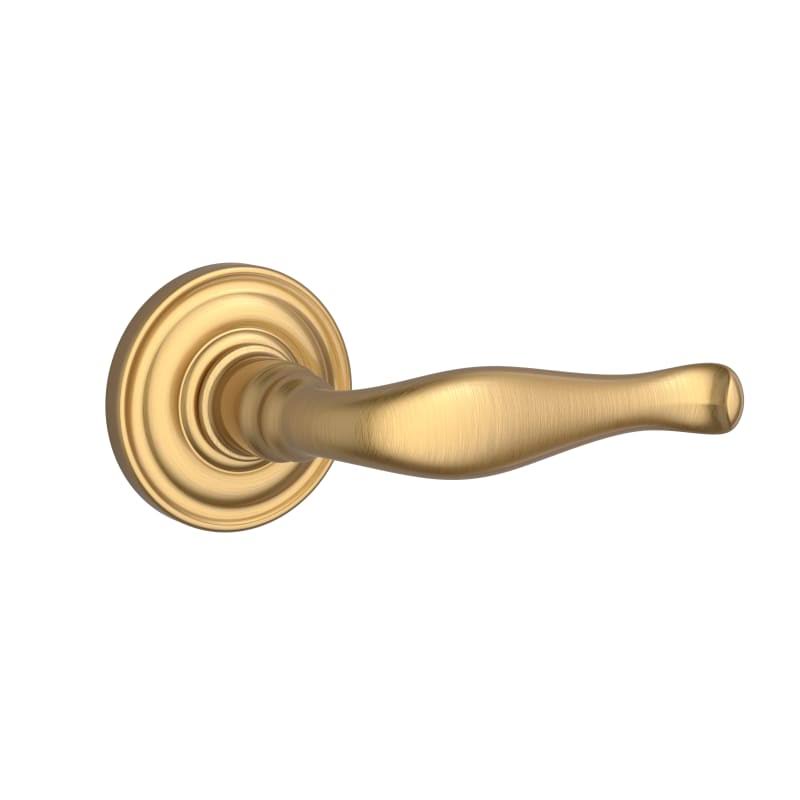 Satin Brass Passage Leverset with Traditional Round Rose U122