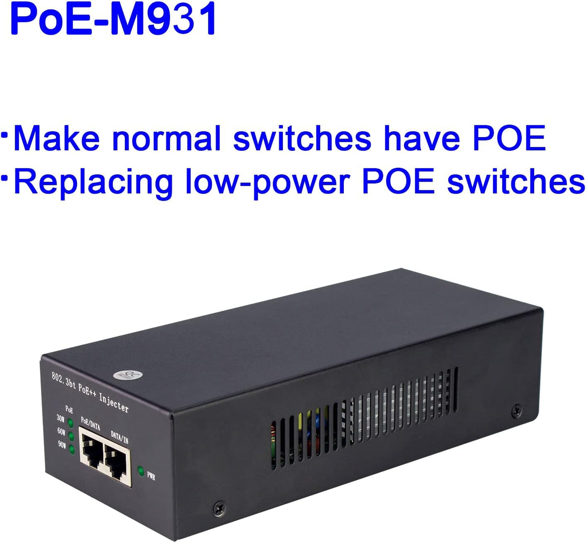 PoE Injector Adapter 95W Gigabit Ultra PoE++ Injector Metal housing O646