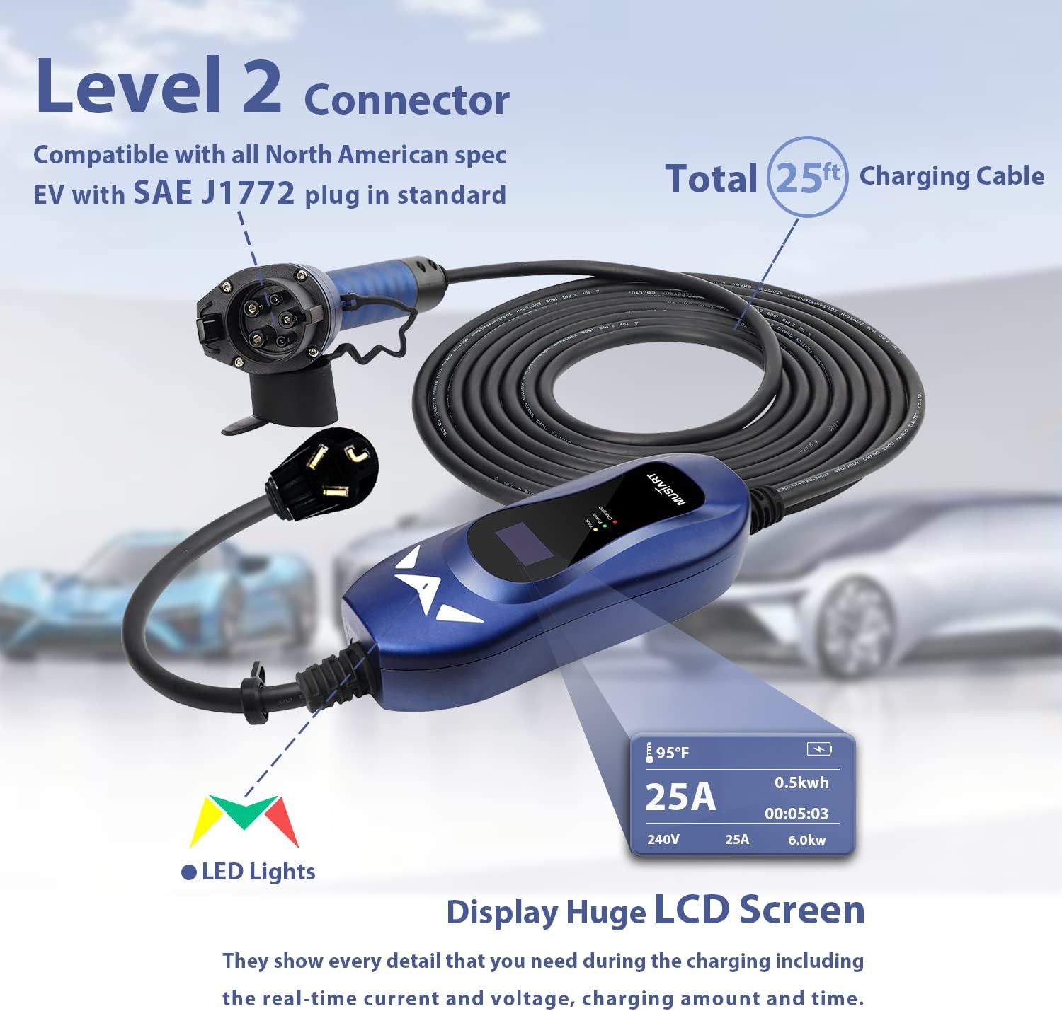 Portable EV Charger with 25ft Cable Z9786