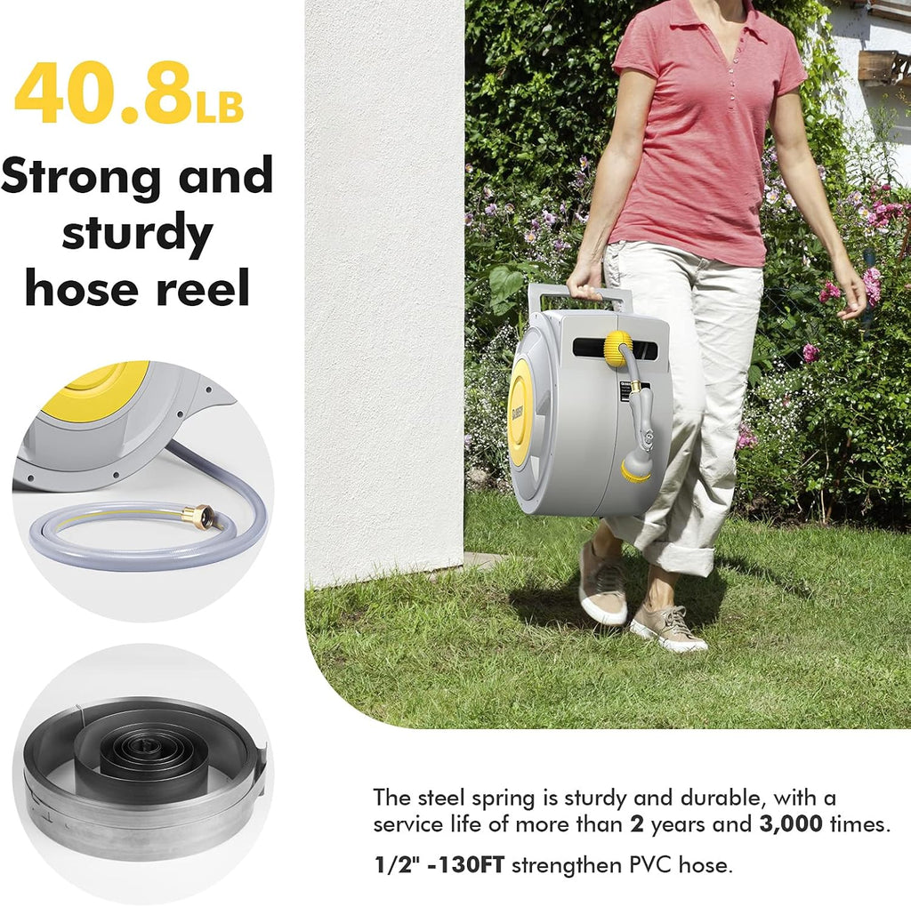 Retractable Garden Hose Reel, Wall Mounted, 180° Swivel Bracket B50256