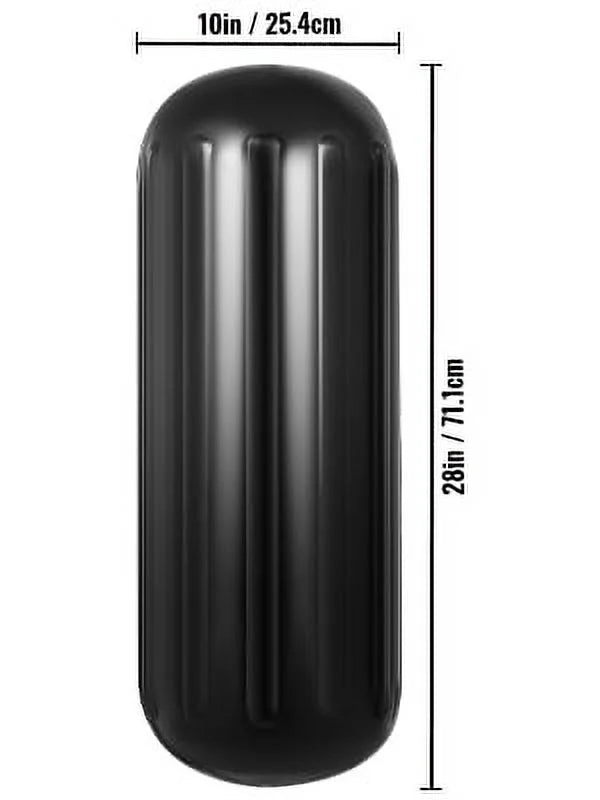 4 New Ribbed Boat Fenders 10" X 28" Black Center Hole Bumpers H549026