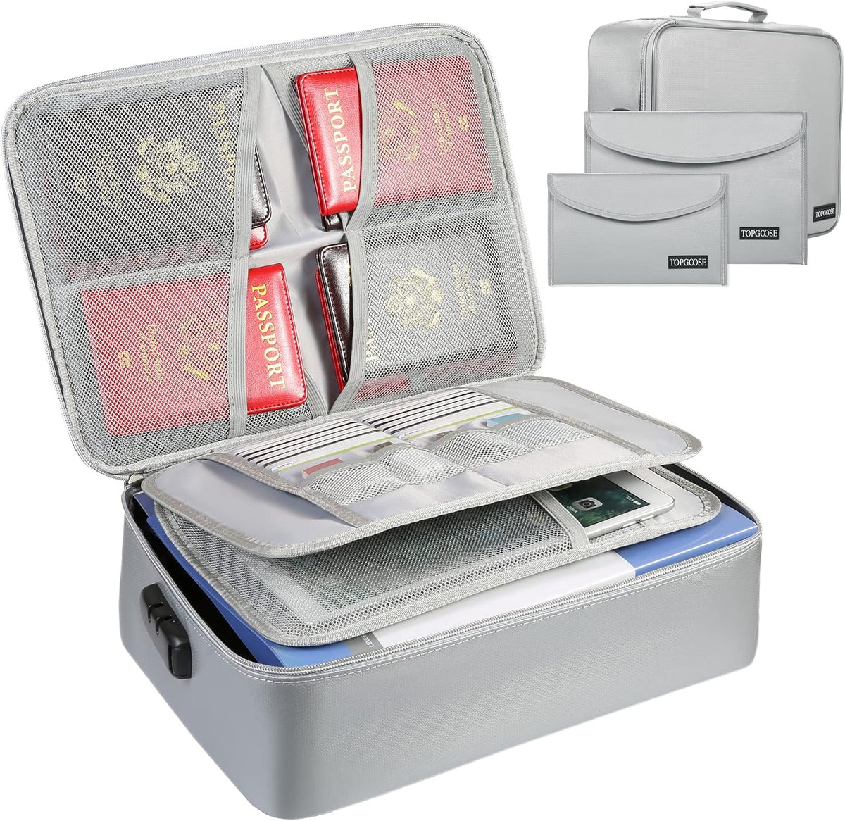 Fireproof Document Bag with Lock, 3 Set U4181