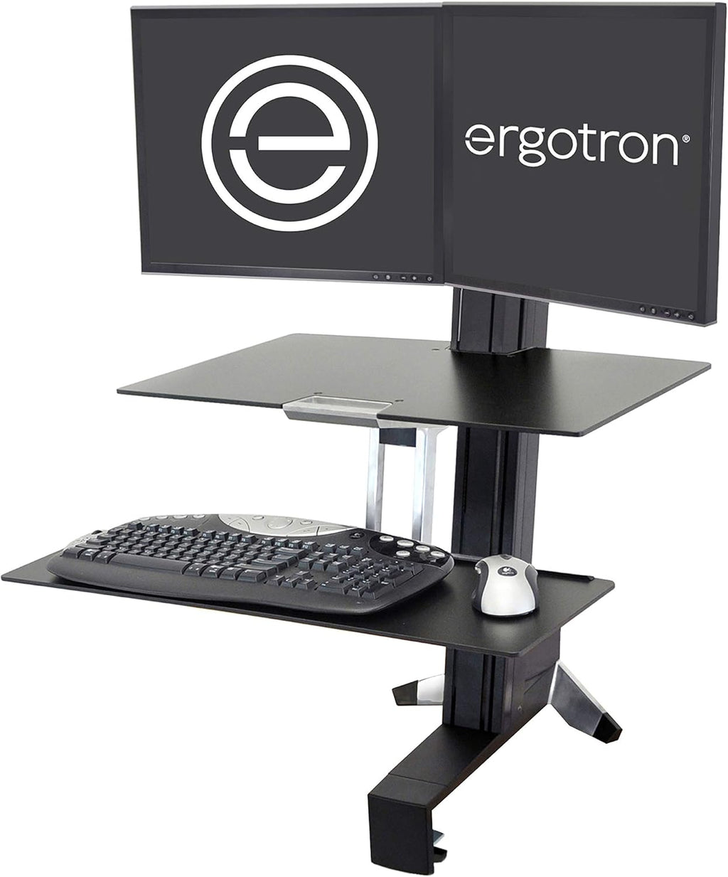 Black Sit Stand Dual Monitor Standing Desk Converter I154993