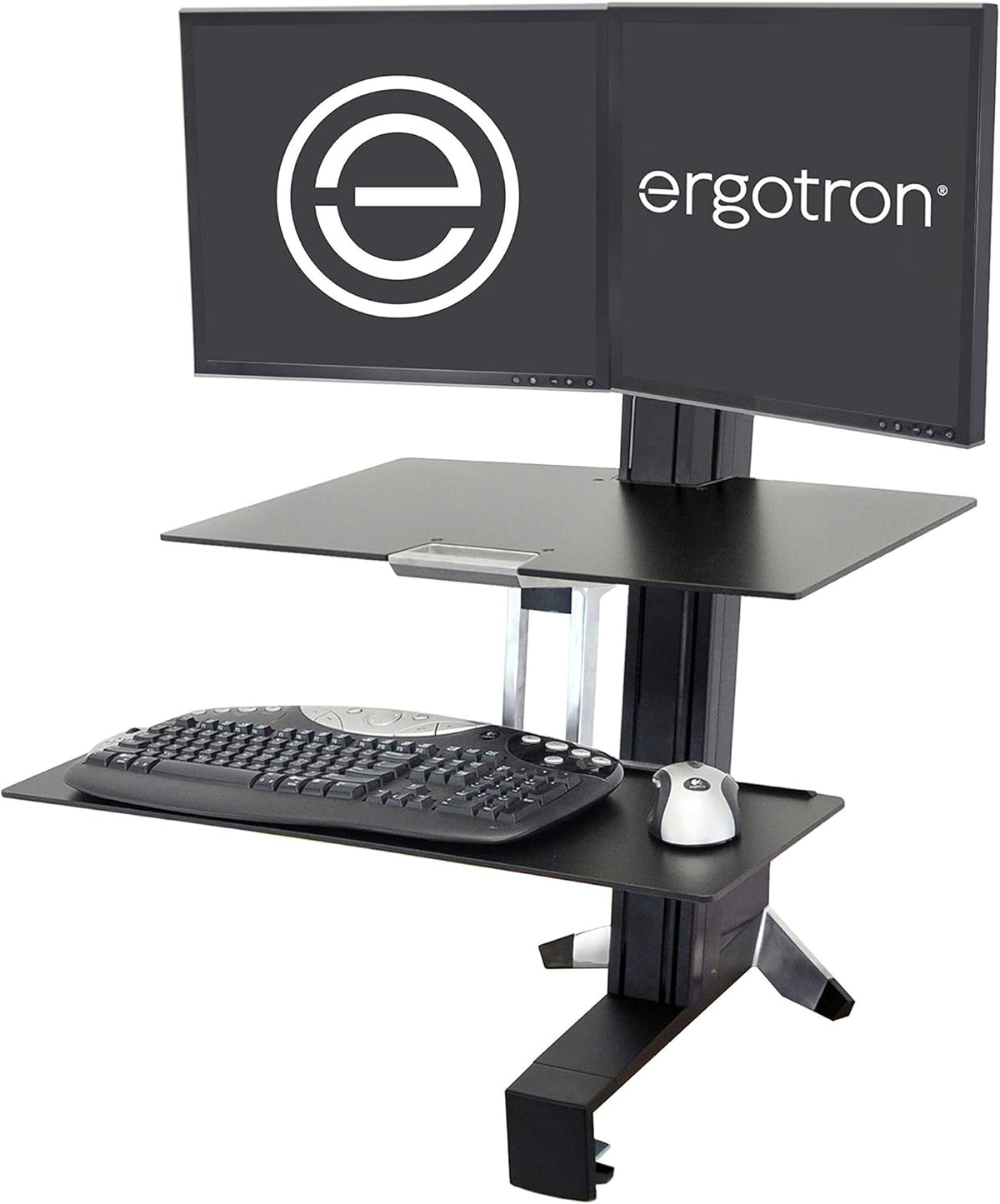 Black Sit Stand Dual Monitor Standing Desk Converter I154993