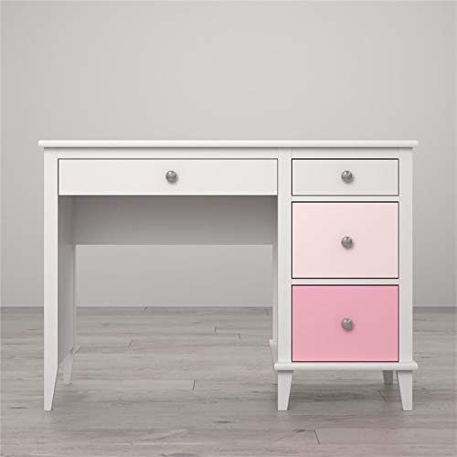 2 Piece Kids Bedroom Set with Bookcase and Desk in White and Pink P8631