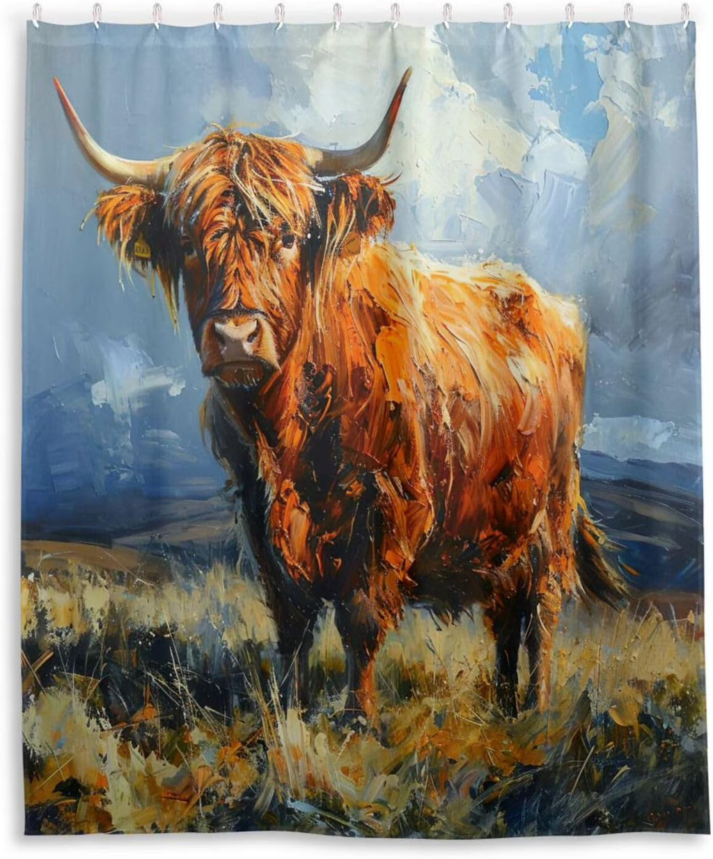 Highland Cow Waterproof Fabric Shower Curtain 60x72 Inch with Hooks O6199
