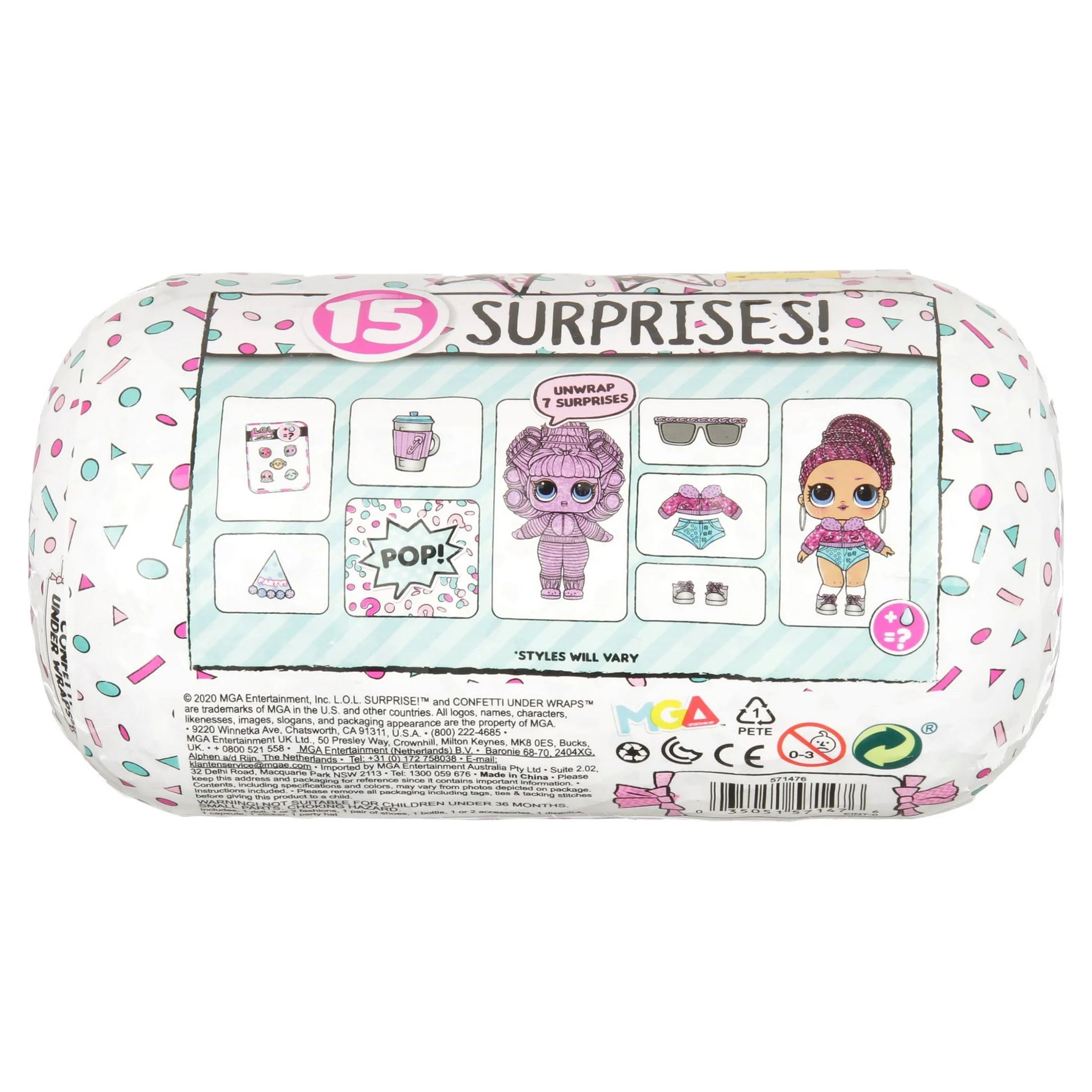 Confetti Under Wraps Doll With 15 Surprises F990