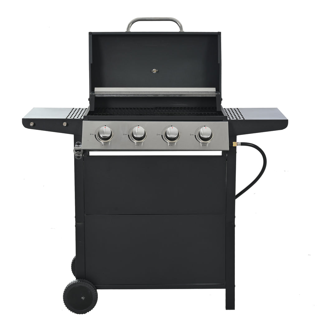4 Burner Propane Gas Grill with Thermometer, 2 Prep Tables A18184