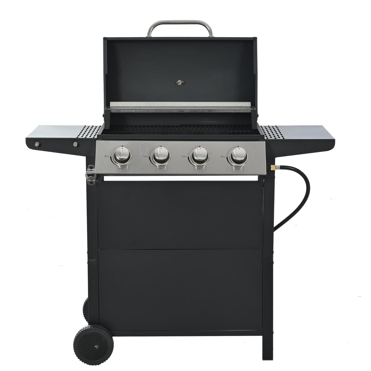 4 Burner Propane Gas Grill with Thermometer, 2 Prep Tables A18184
