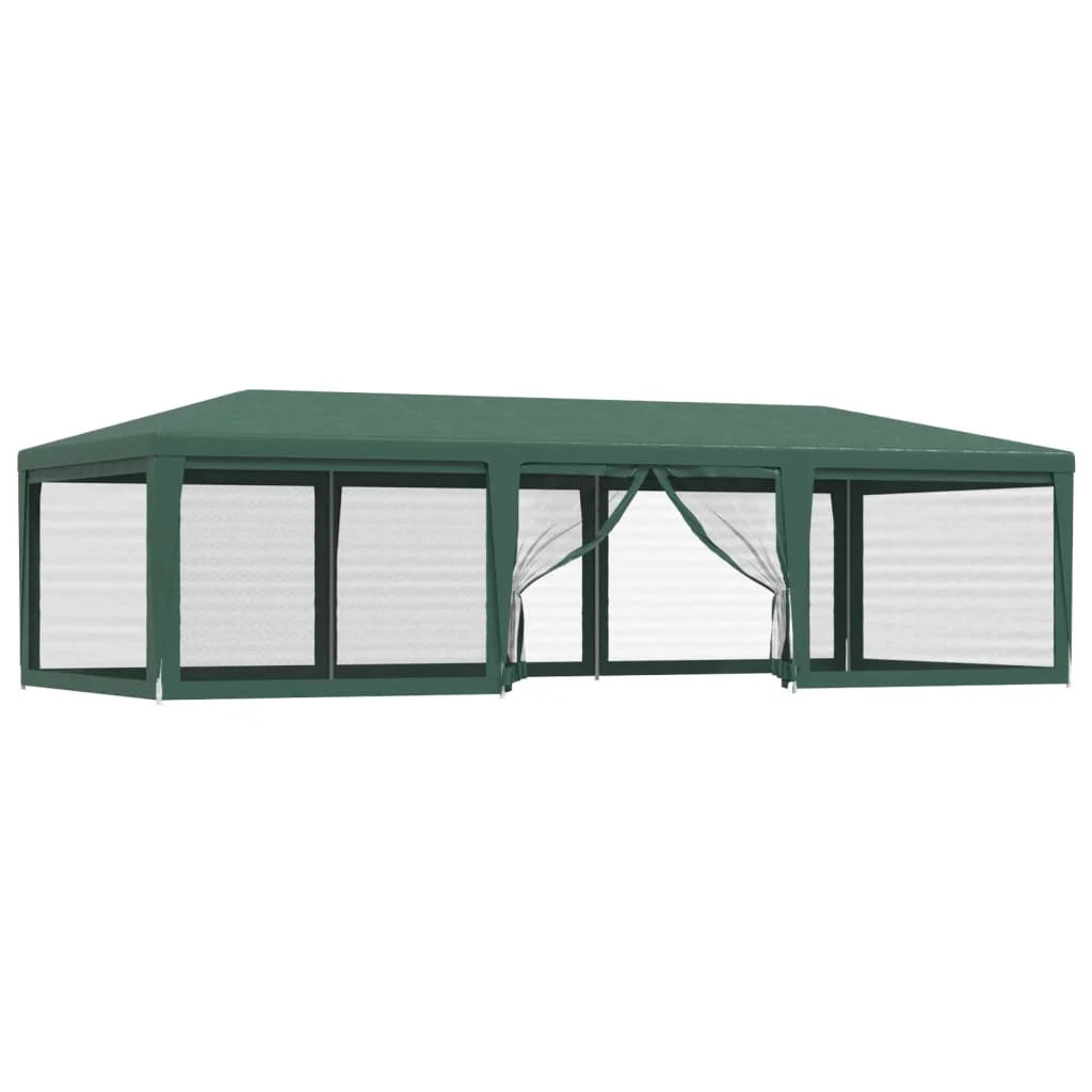 Party Tent with 8 Mesh Sidewalls Green 29.5'x13.1' HDPE I214