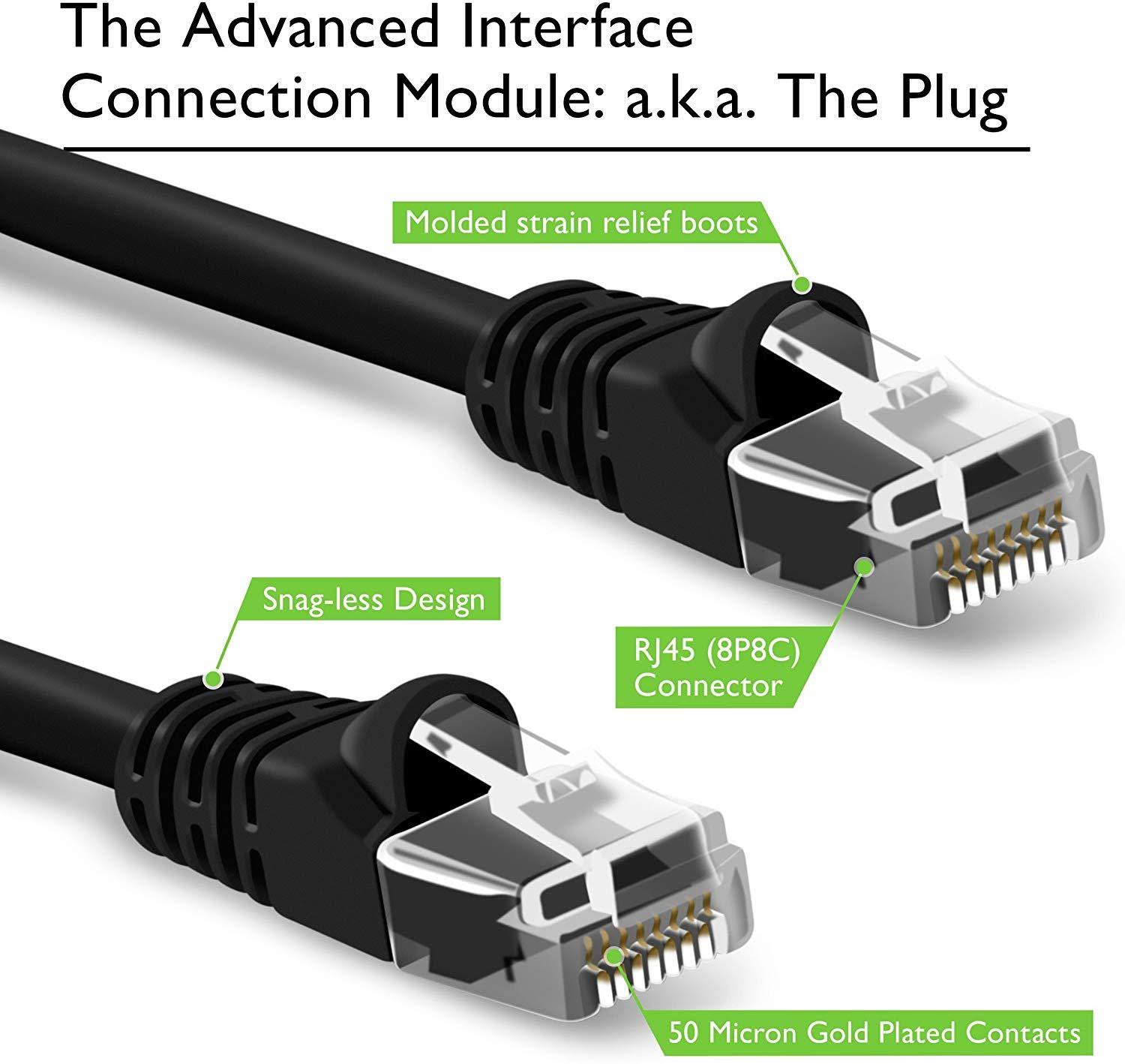 100-Pack Cat 6 Ethernet Cable 2 Feet Black X435690