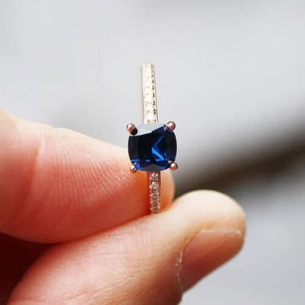 14k Rose Gold Blue Sapphire Ring Z261