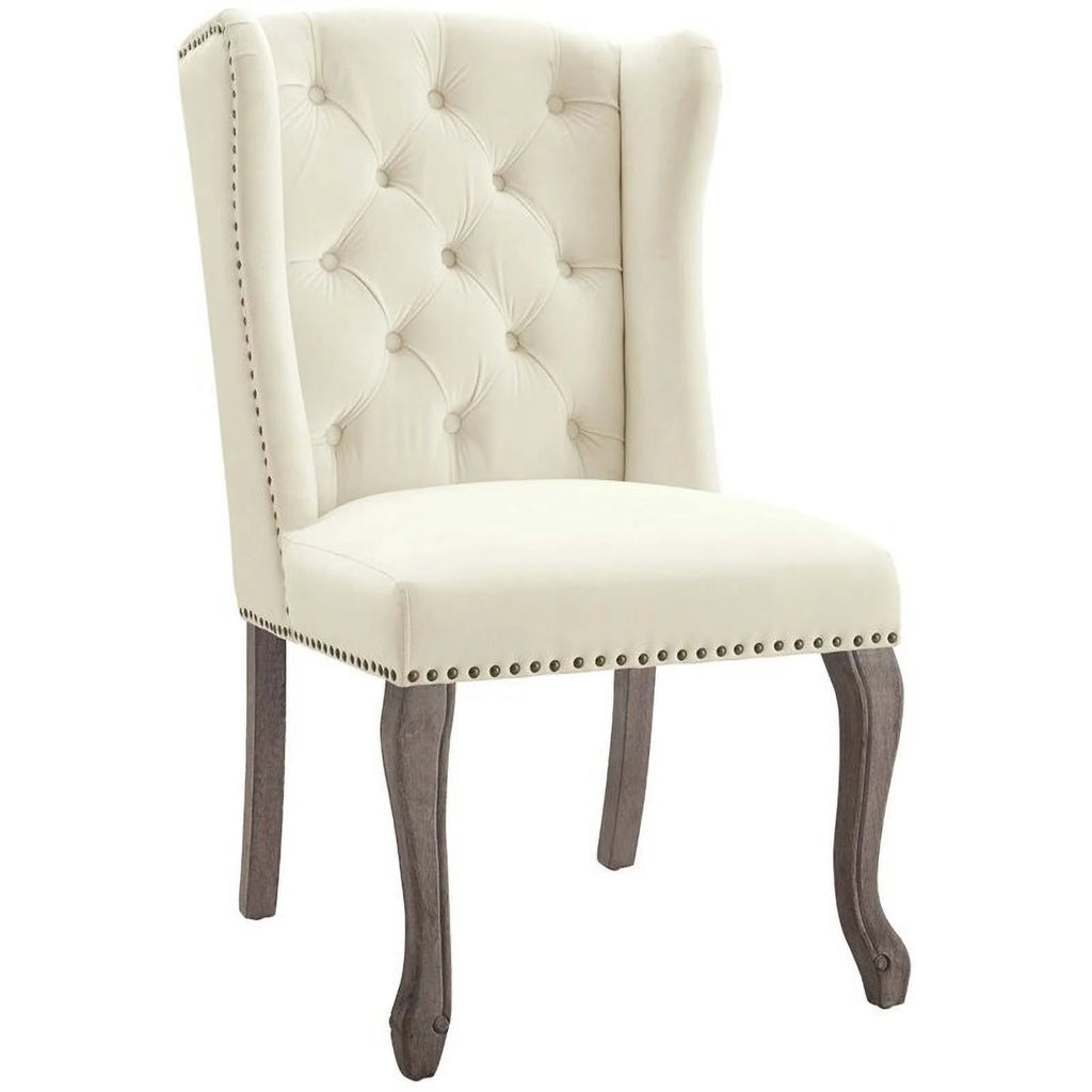 Ivory Velvet Tufted Accent Chair (Set of 2) I357453