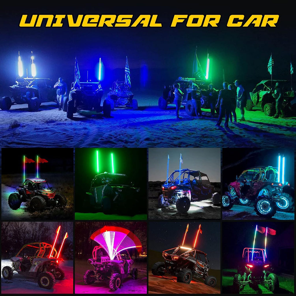 2Pcs 4FT Spiral LED Whip Lights for UTV ATV T481