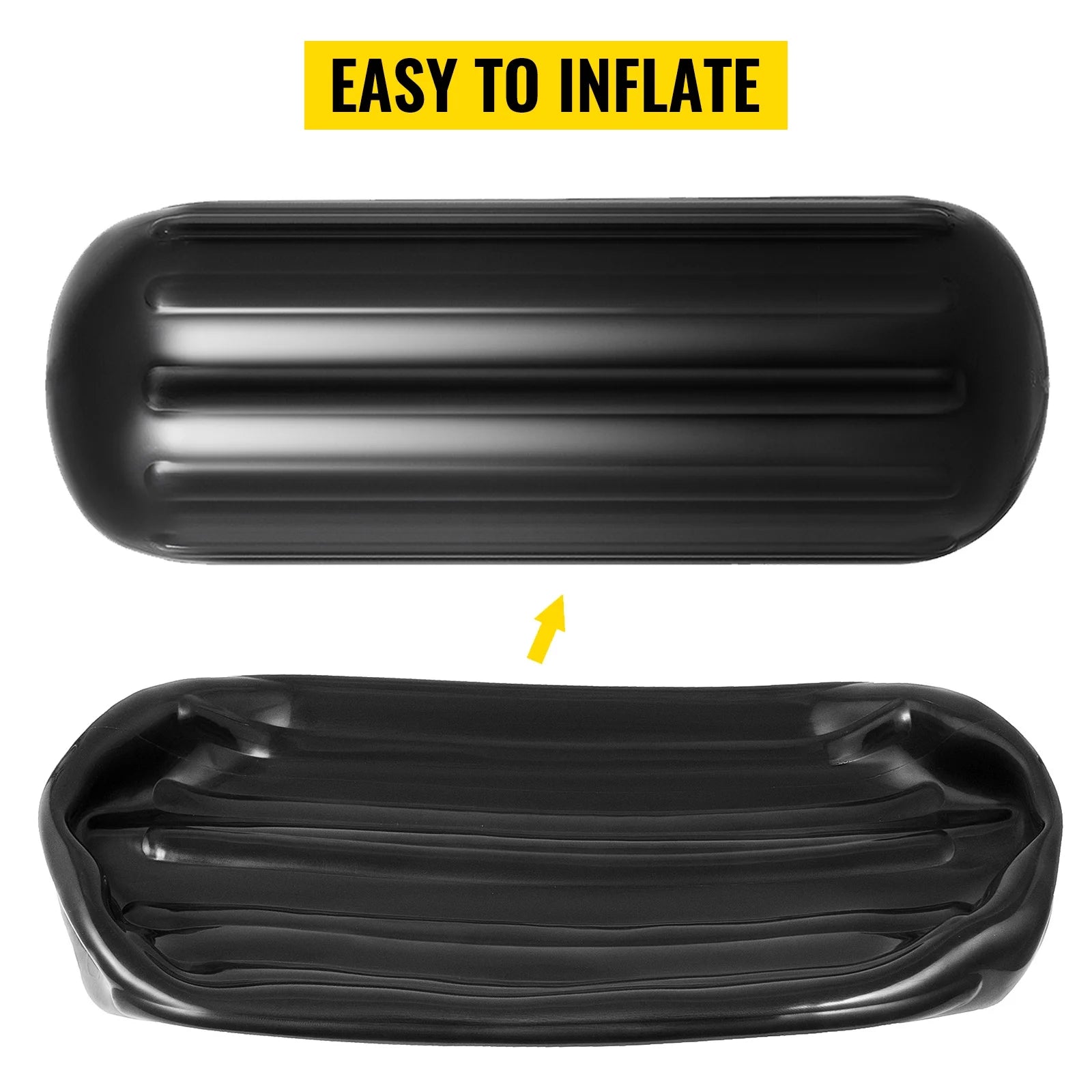 4 New Ribbed Boat Fenders 10" X 28" Black Center Hole Bumpers H549026