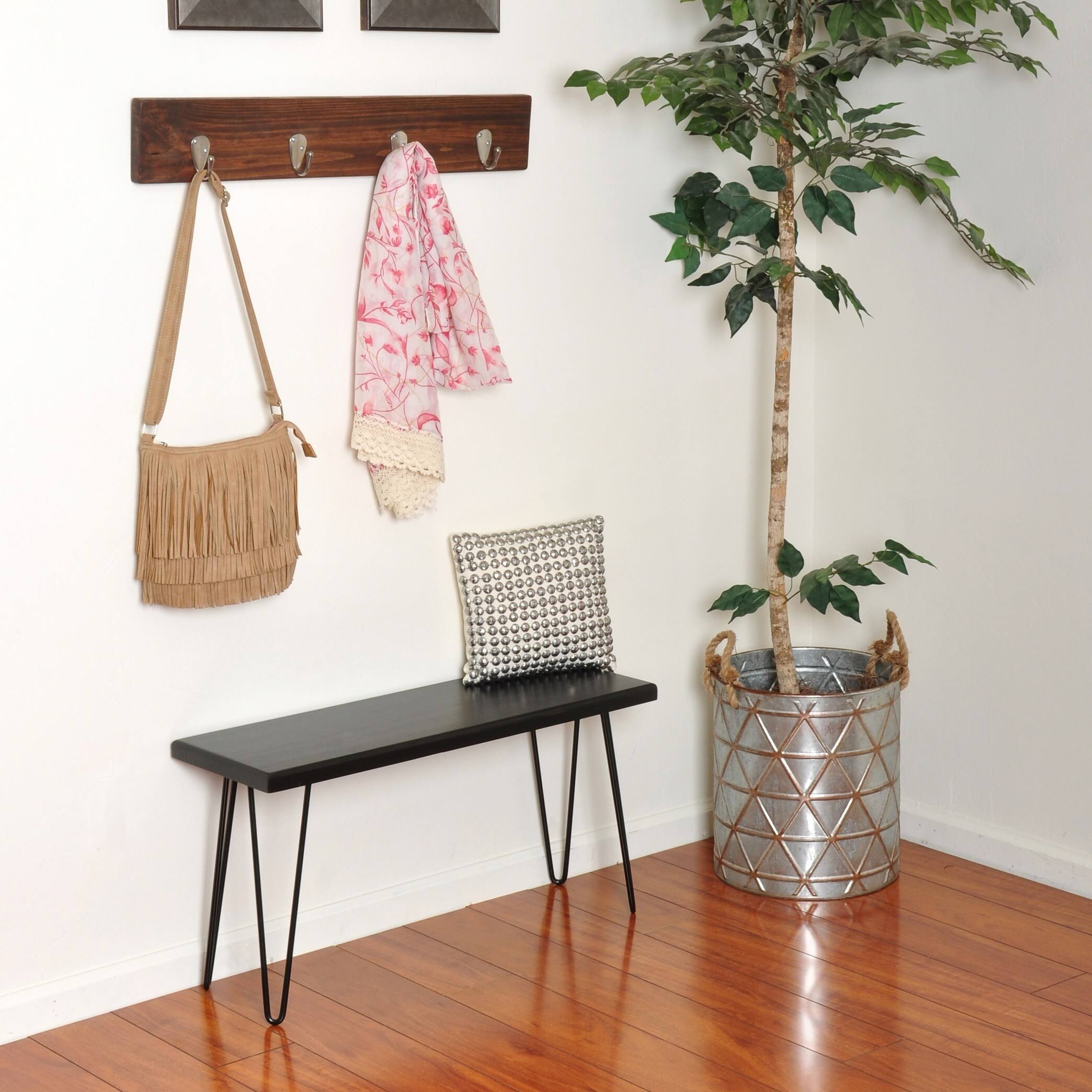 Rustic White Wood Bench A13598