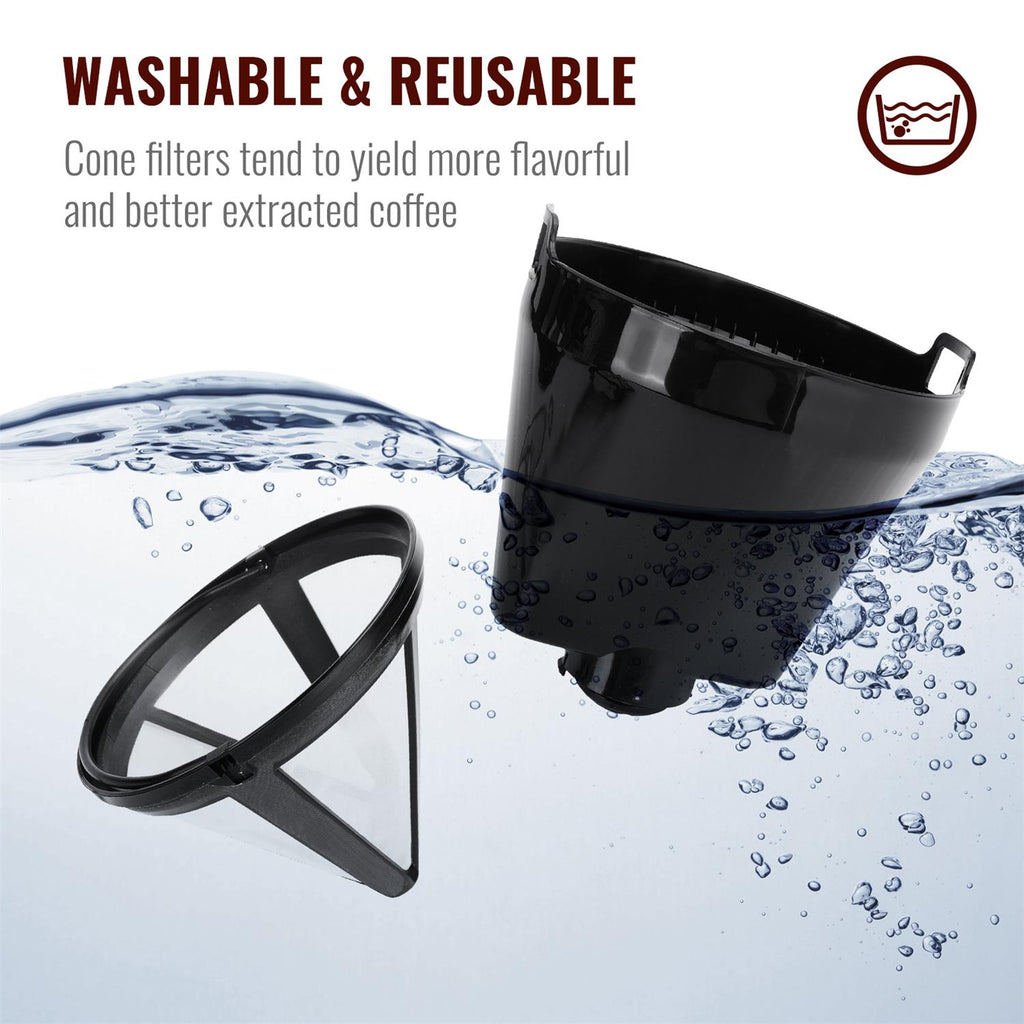 Black Stainless Steel Thermal Coffee Maker with Timer and Reusable Filter Q3497