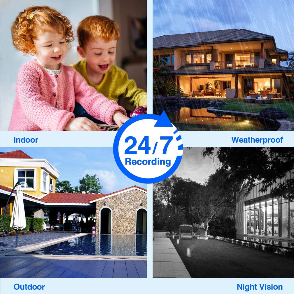 10.1 Monitor Wireless Security Camera System, 4pcs 3MP Indoor Outdoor Night Vision Camera, 1TB HDD O130