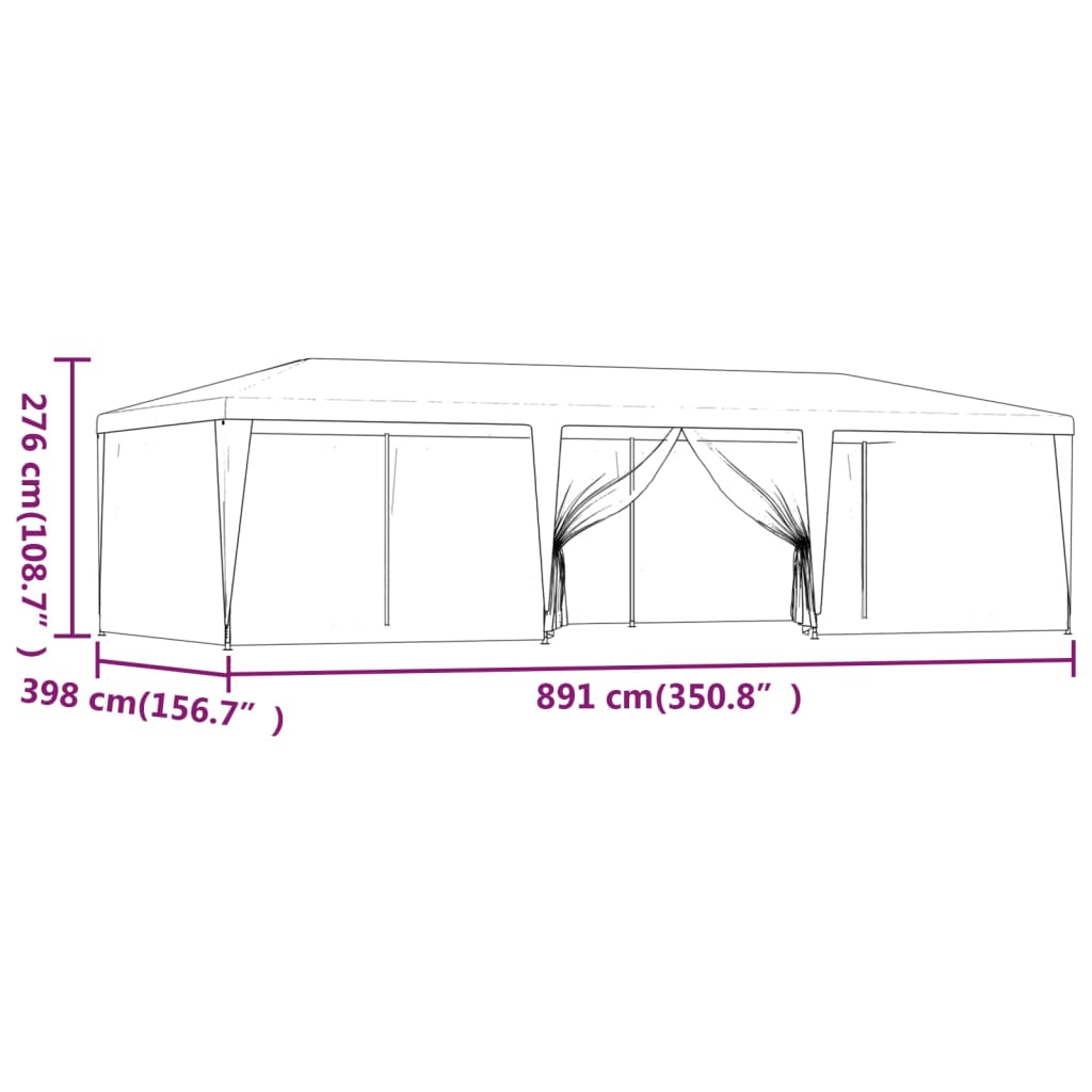 Party Tent with 8 Mesh Sidewalls Green 29.5'x13.1' HDPE I214