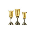 3 Piece Glass Hurricane Set, Large, Silver Z82582