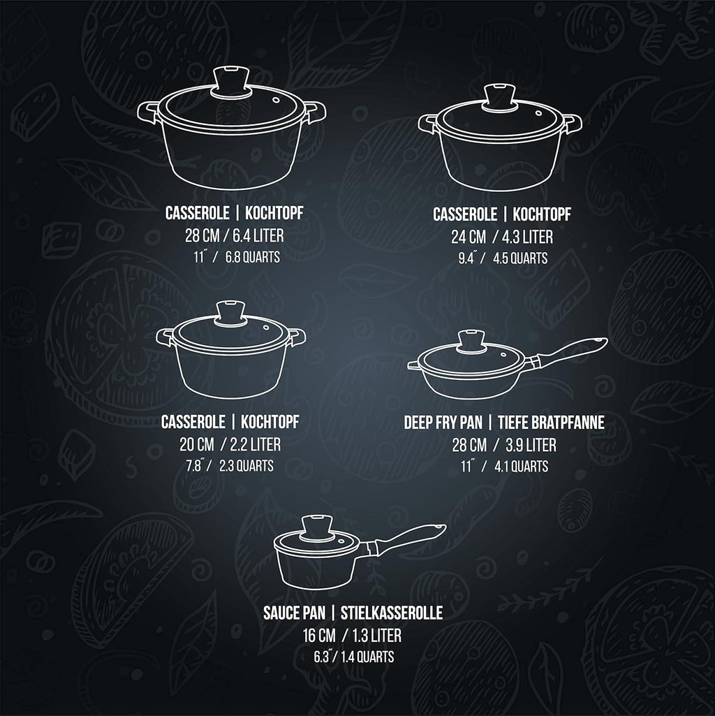 Die-Cast Aluminum Nonstick Marble Granite Cookware Set W8160