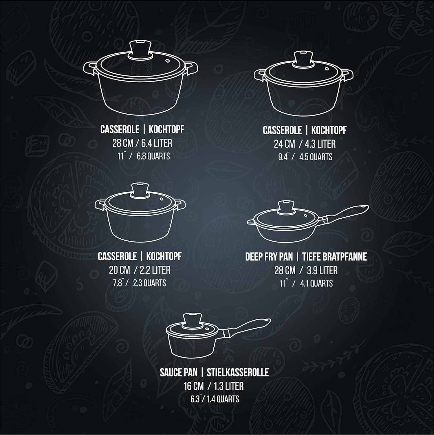 Die-Cast Aluminum Nonstick Marble Granite Cookware Set W8160