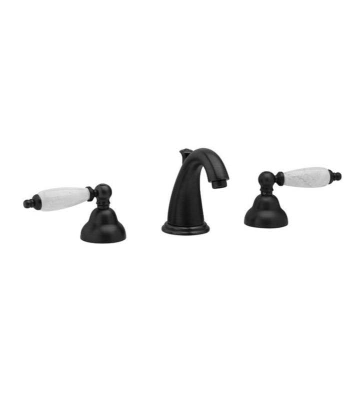 Black Marble Widespread Bathroom Sink Faucet with Handles F4462