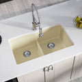 White Double Bowl Quartz Kitchen Sink B8452