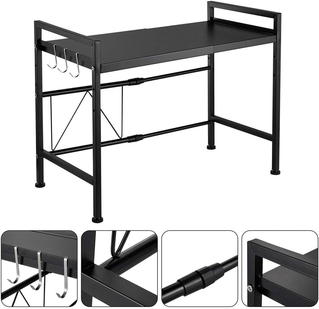 2-Tier Black Carbon Steel Microwave Shelf M73057