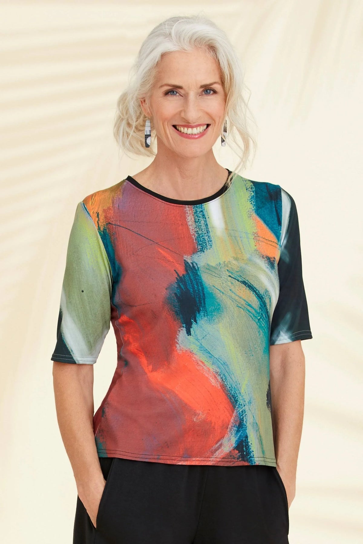 Pistachio/Coral Brush XL Knit Top G164