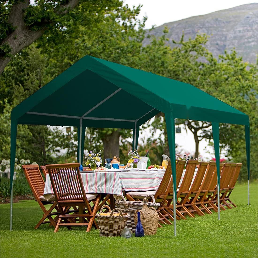 Heavy Duty Carports Car Canopy Garage Boat Shelter Party Tent, Adjustable Height from 9.5 ft to 11 ft R441