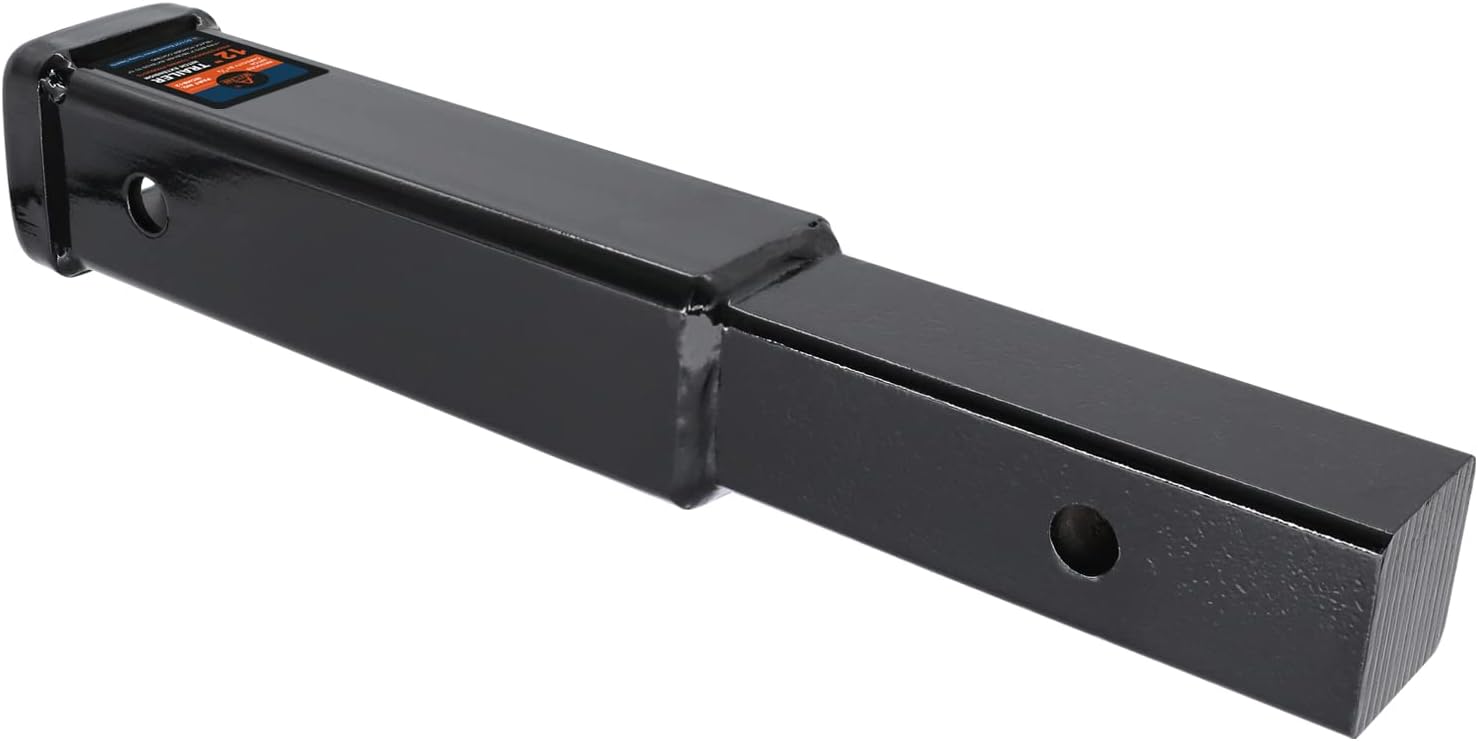 Hitch Extension 12 Long Solid Trailer Extender for 2 Receiver Tube Tow Bar Steel Shank Heavy Duty 3500 lbs Pack of 2 Q889856