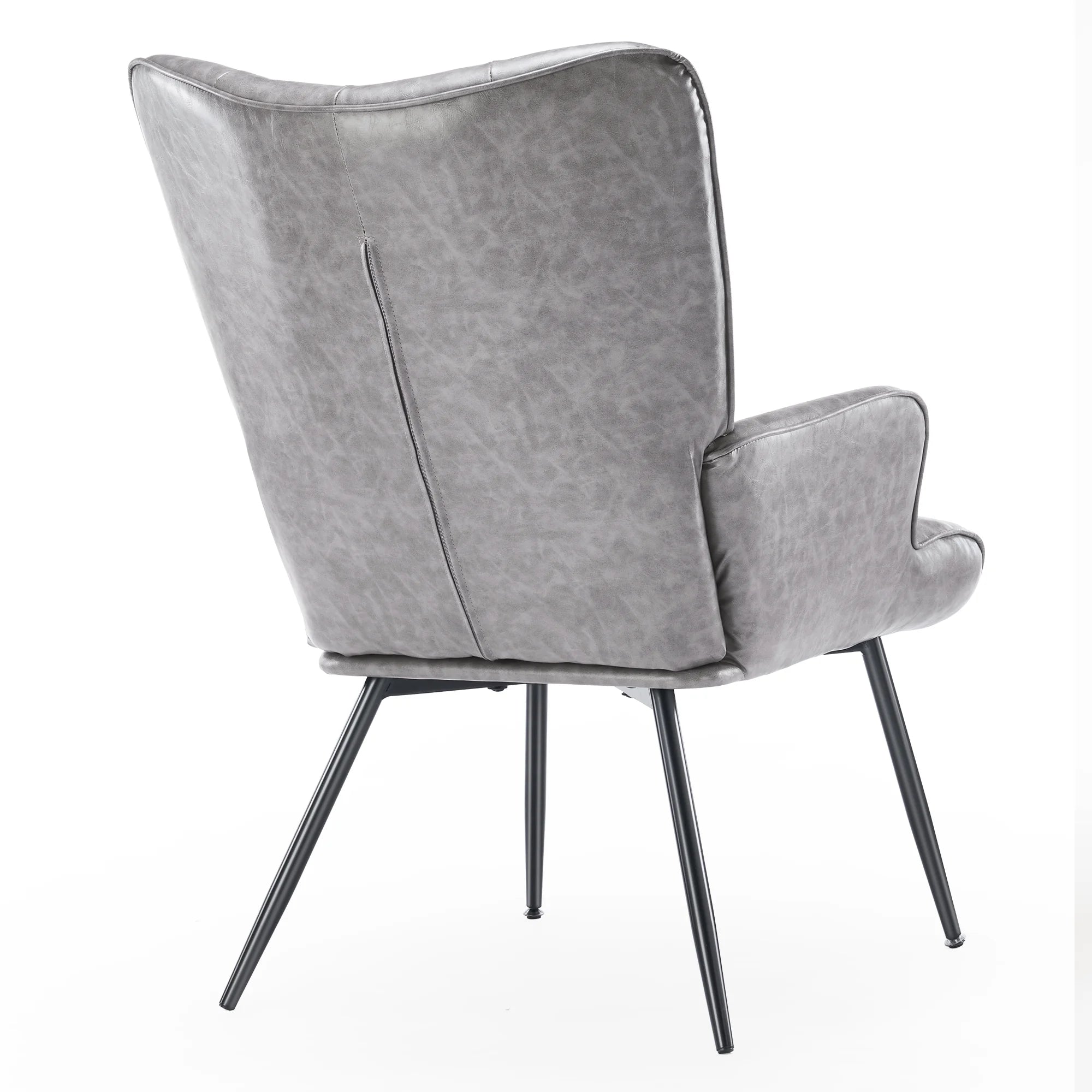 Gray Faux Leather Wingback Chair with Metal Legs J18626