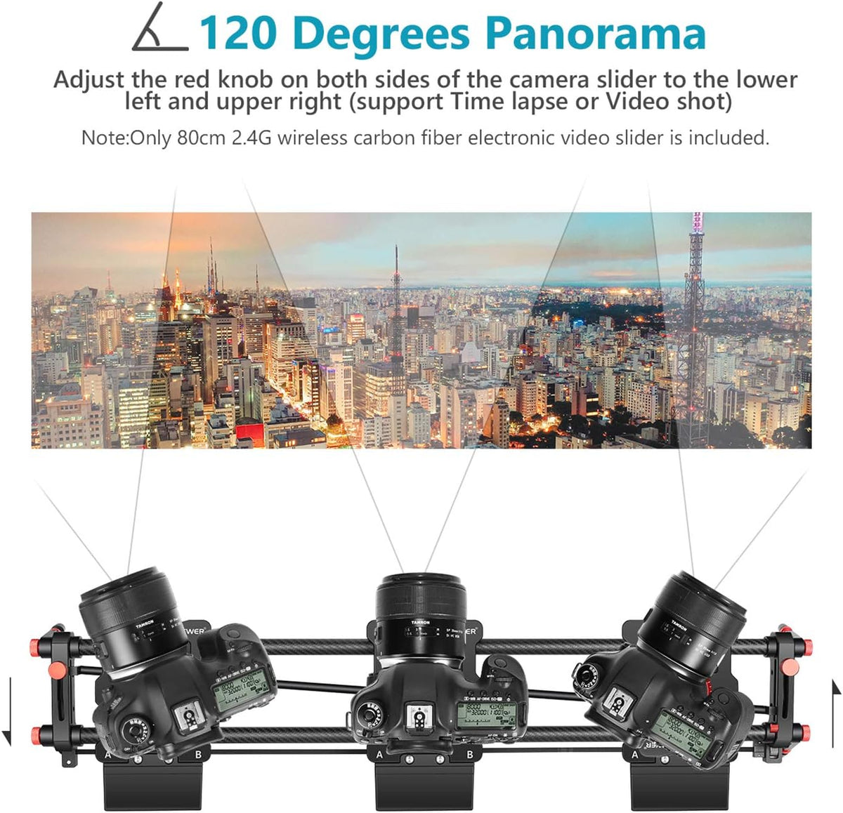 Motorized Camera Slider, 31.5-inch Carbon Fiber Track Rail, Load up to 22 lbs M1009